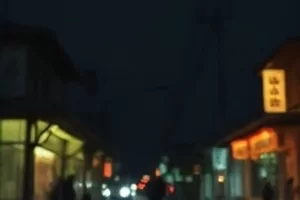 夜行列车员中列车过道尽头的一盏灯